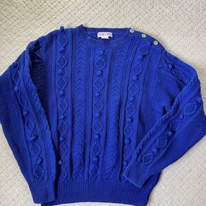 Talbots Royal Blue Cable Knit Sweater Preppy Academia timeless classic cottageco